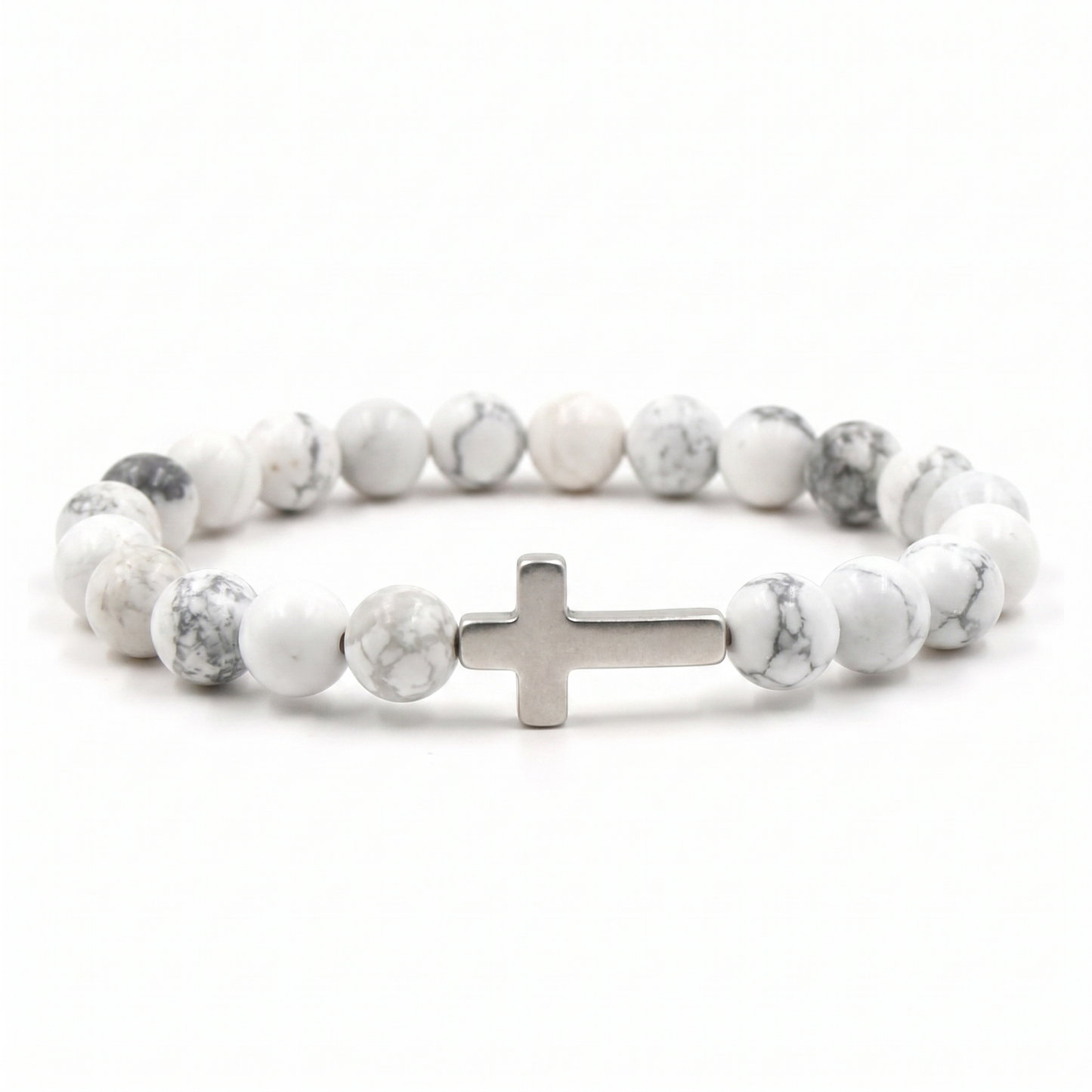 Cloudy White Cross Bracelet