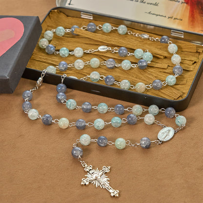 FREE Today: Handmade Original Grey Blue Rosary with Miraculous Medal: A Unique Expression of Faith