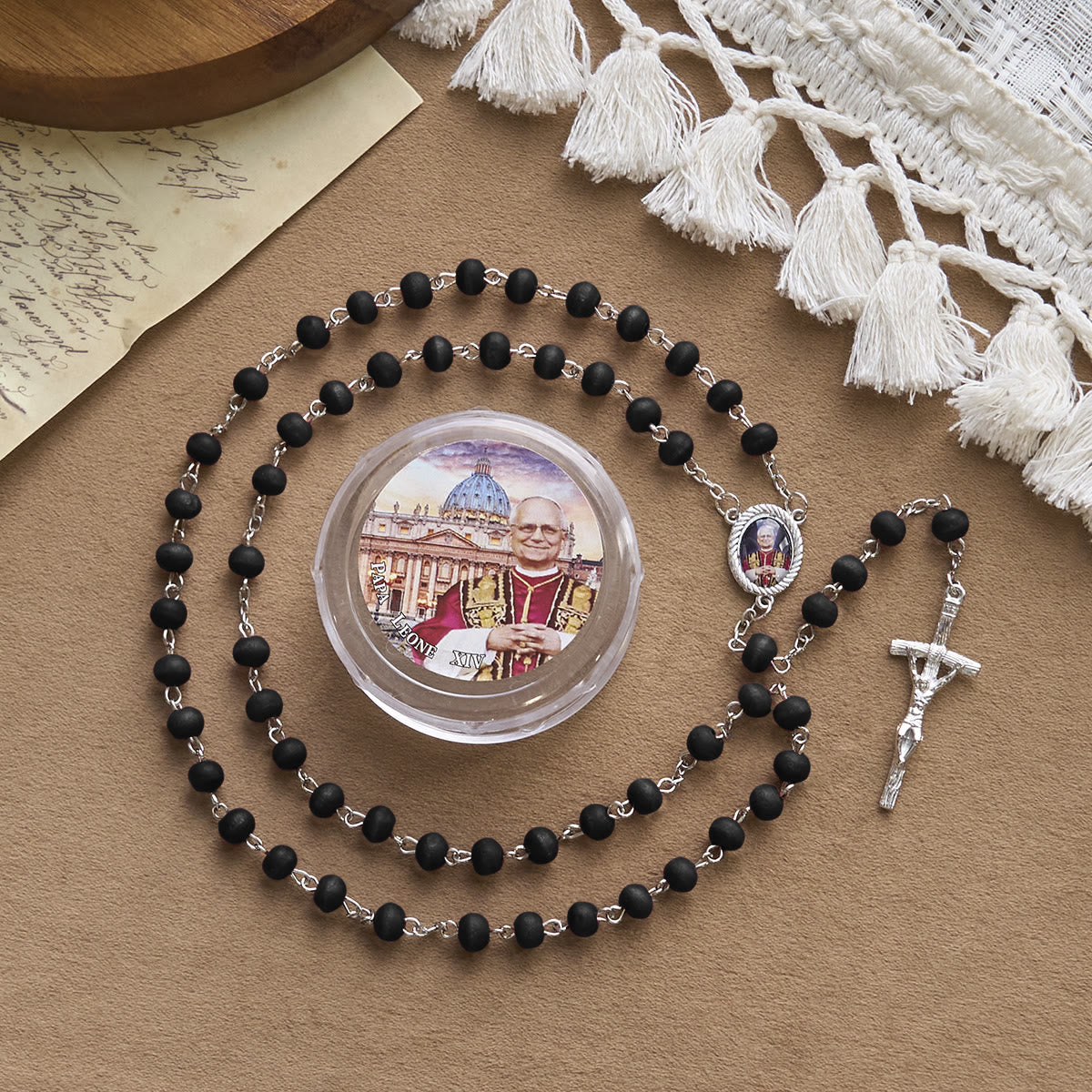 FREE Today: Pope Leo XIV Red Wood Beads Rosary Commemorating: A Spiritual Treasure