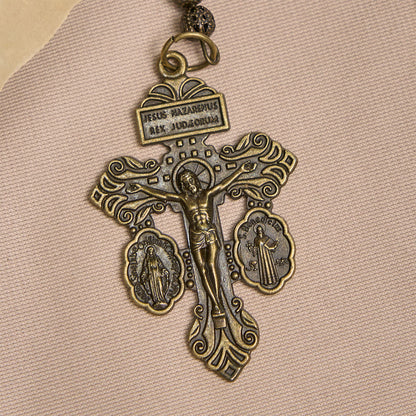 FREE Today: Vintage Obsidian Tiger Eye Beads Rosary with Pardon Crucifix & St. Benedict
