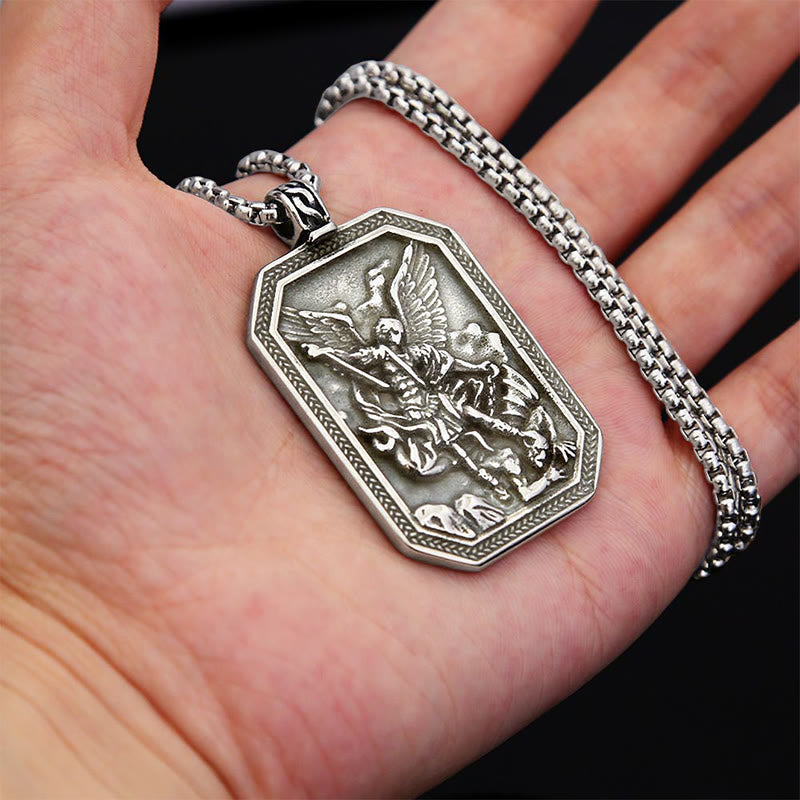 FREE Today: Classic Style St. Michael the Archangel Protection Stainless Steel Pendant Necklace