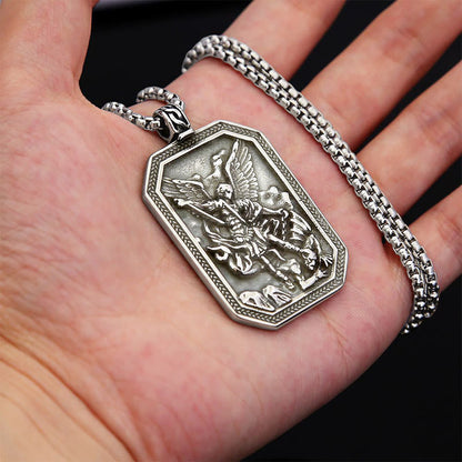FREE Today: Classic Style St. Michael the Archangel Protection Stainless Steel Pendant Necklace