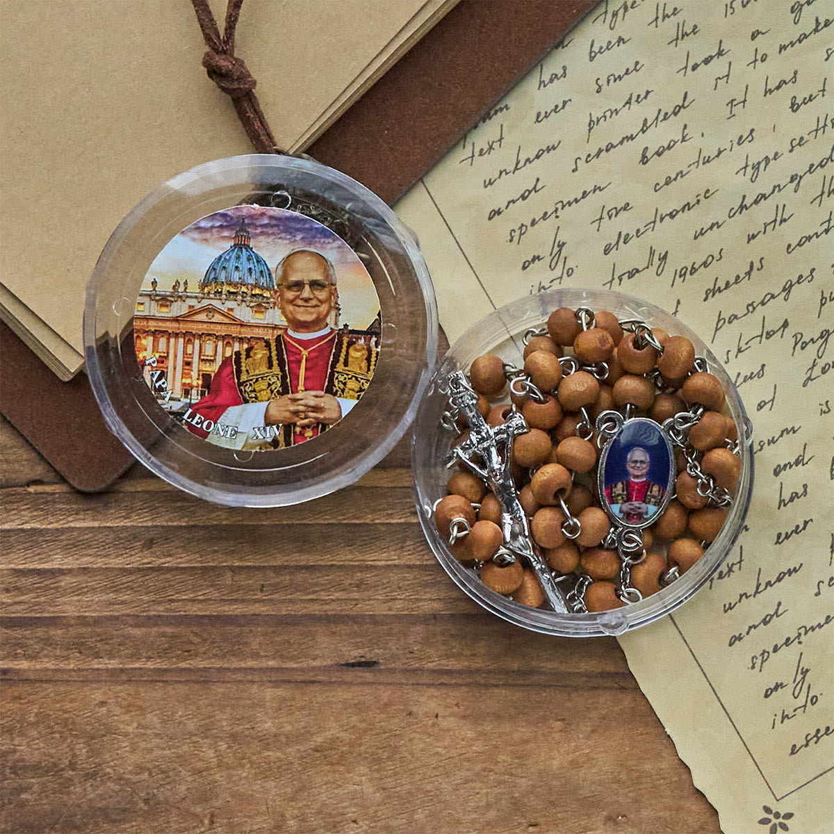 FREE Today: Pope Leo XIV Red Wood Beads Rosary Commemorating: A Spiritual Treasure