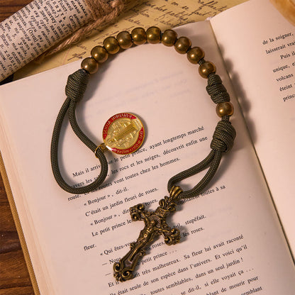 FREE Today: St. Benedict Protection All-Place Portable Bronze Beads Nylon Cord Pocket Rosary