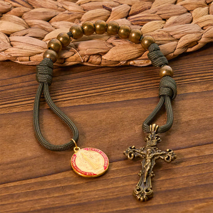 FREE Today: St. Benedict Protection All-Place Portable Bronze Beads Nylon Cord Pocket Rosary
