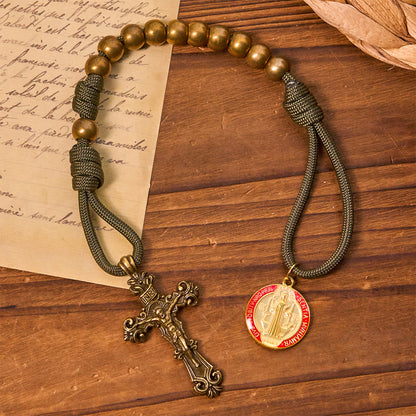 FREE Today: St. Benedict Protection All-Place Portable Bronze Beads Nylon Cord Pocket Rosary