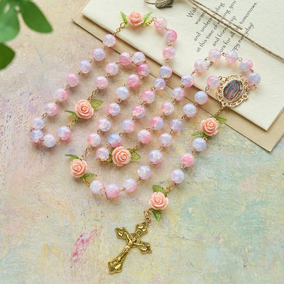 FREE Today: Virgin Mary with Rose-Accented Rosary: Timeless Faith & Floral Faith Symbol