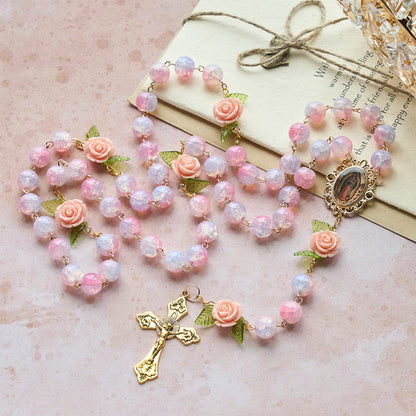 FREE Today: Virgin Mary with Rose-Accented Rosary: Timeless Faith & Floral Faith Symbol