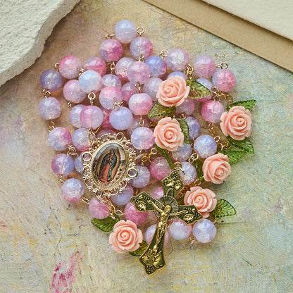FREE Today: Virgin Mary with Rose-Accented Rosary: Timeless Faith & Floral Faith Symbol