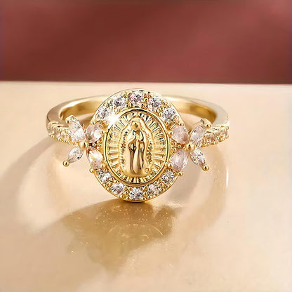FREE Today: Elegant Virgin Mary Emblem Ring: Sacred Detail for Daily Devotion