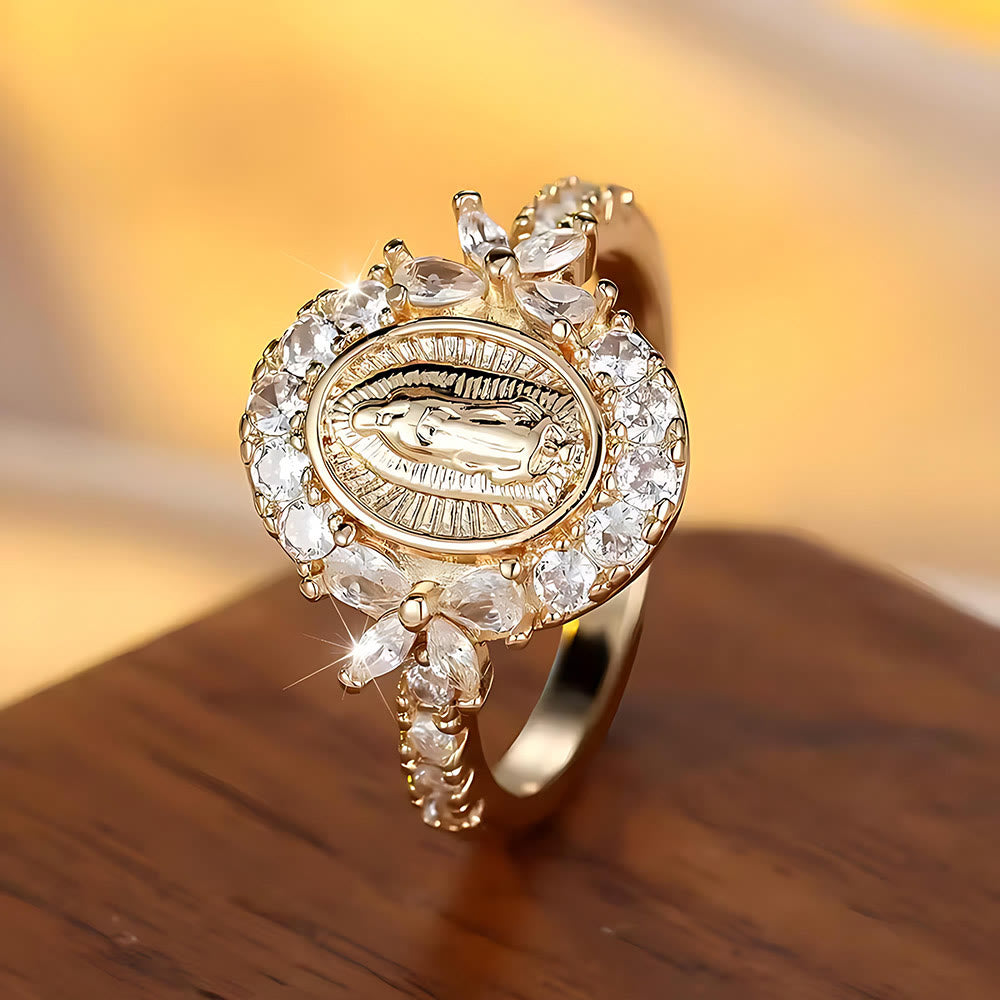 FREE Today: Elegant Virgin Mary Emblem Ring: Sacred Detail for Daily Devotion