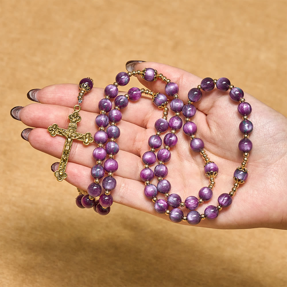 FREE Today: Canvas-Style Shimmery Purple Rosary with Our Lady: Gilded Faith Devotion