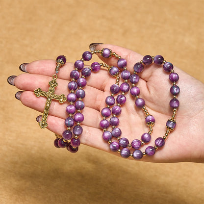 FREE Today: Canvas-Style Shimmery Purple Rosary with Our Lady: Gilded Faith Devotion