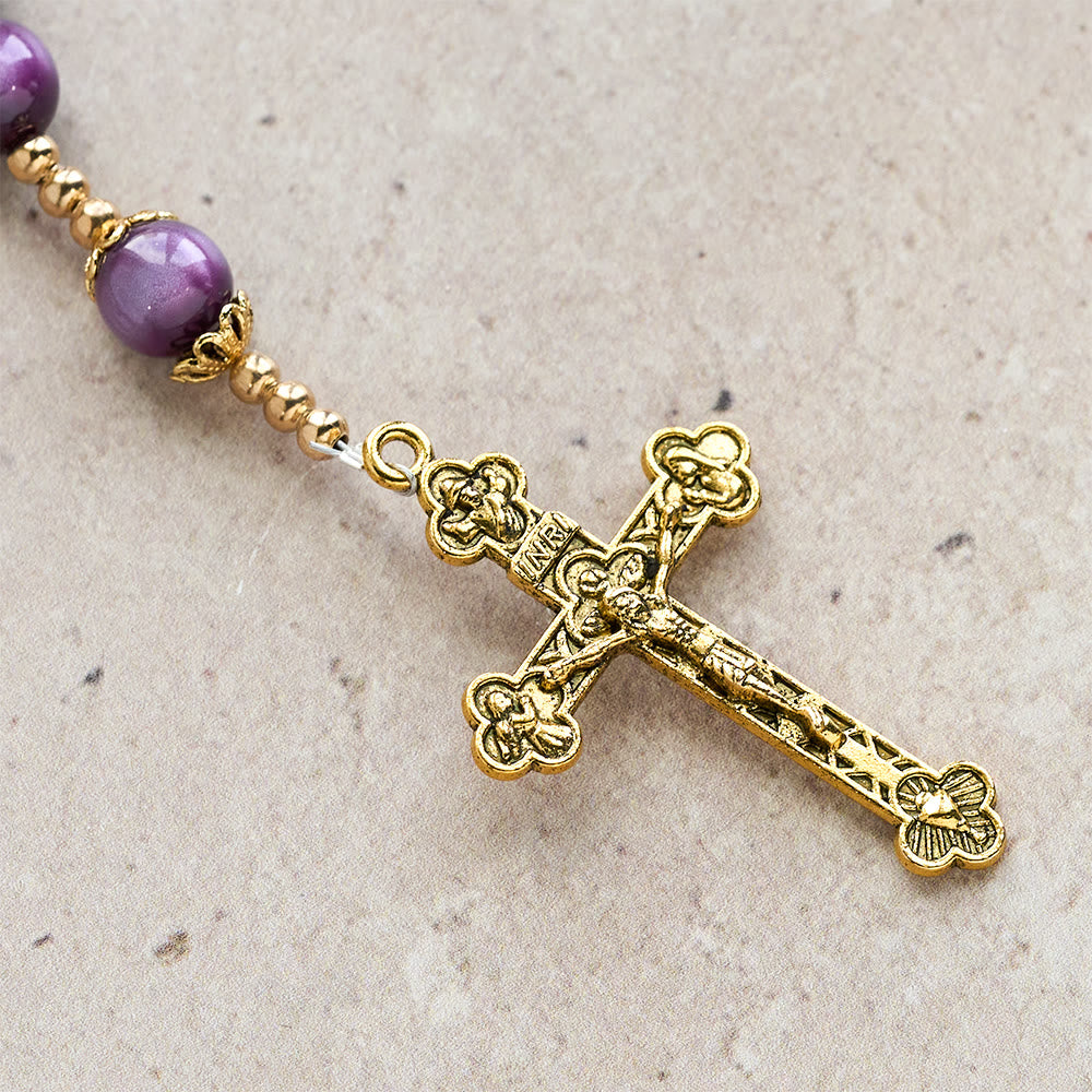 FREE Today: Canvas-Style Shimmery Purple Rosary with Our Lady: Gilded Faith Devotion