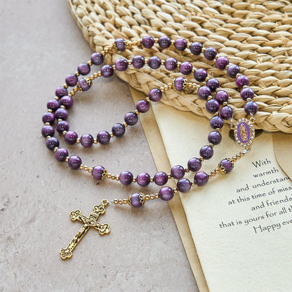 FREE Today: Canvas-Style Shimmery Purple Rosary with Our Lady: Gilded Faith Devotion