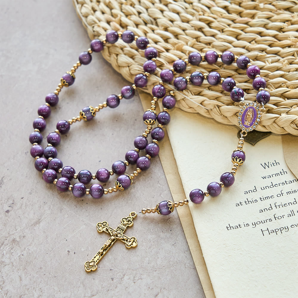 FREE Today: Canvas-Style Shimmery Purple Rosary with Our Lady: Gilded Faith Devotion