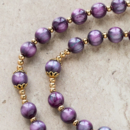 FREE Today: Canvas-Style Shimmery Purple Rosary with Our Lady: Gilded Faith Devotion
