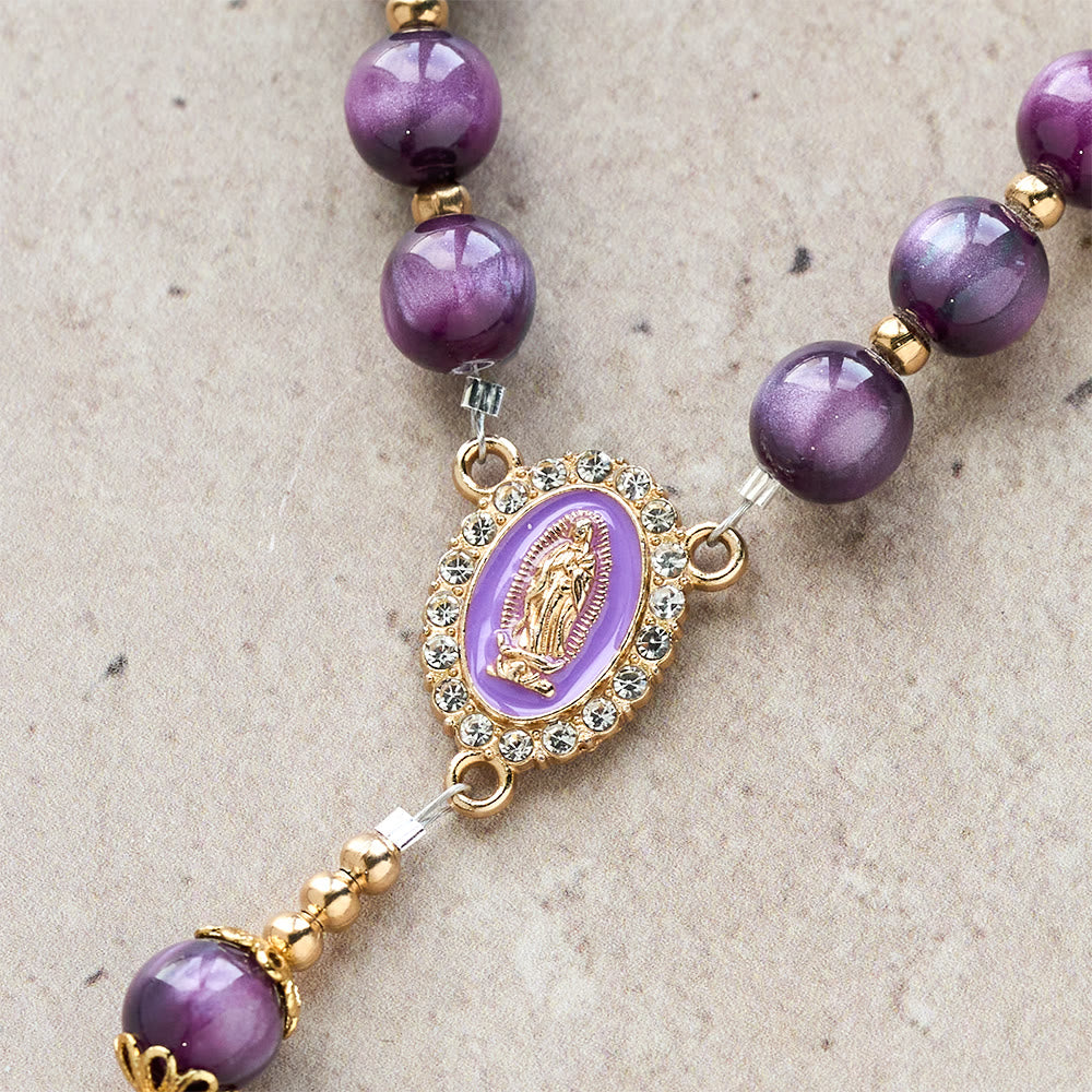 FREE Today: Canvas-Style Shimmery Purple Rosary with Our Lady: Gilded Faith Devotion