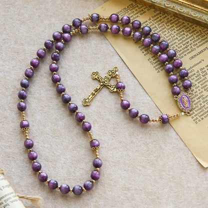 FREE Today: Canvas-Style Shimmery Purple Rosary with Our Lady: Gilded Faith Devotion