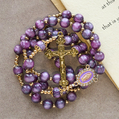 FREE Today: Canvas-Style Shimmery Purple Rosary with Our Lady: Gilded Faith Devotion