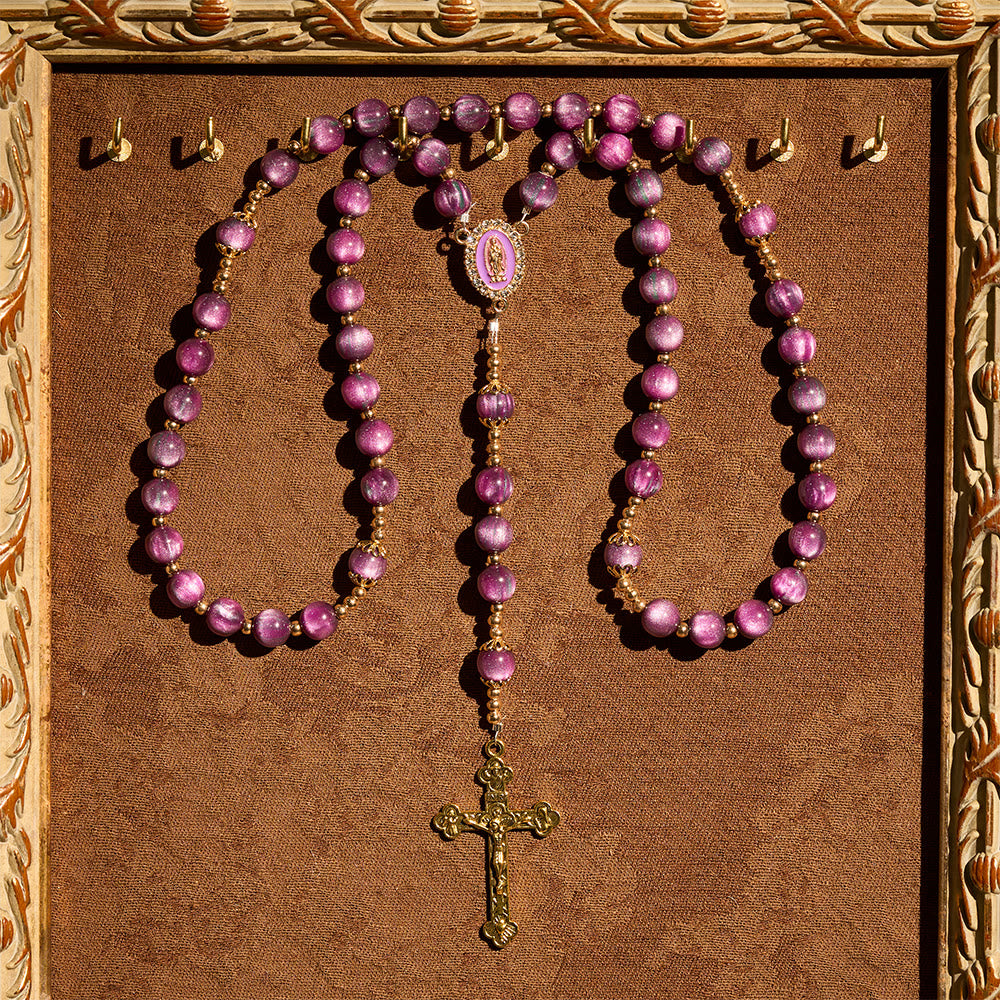 FREE Today: Canvas-Style Shimmery Purple Rosary with Our Lady: Gilded Faith Devotion