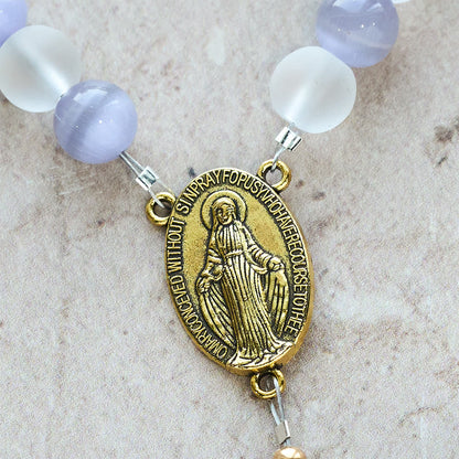 FREE Today: Purple Cat's Eye & Matte Glass Butterfly Blessed Rosary: Embody Sacred Love and Grace
