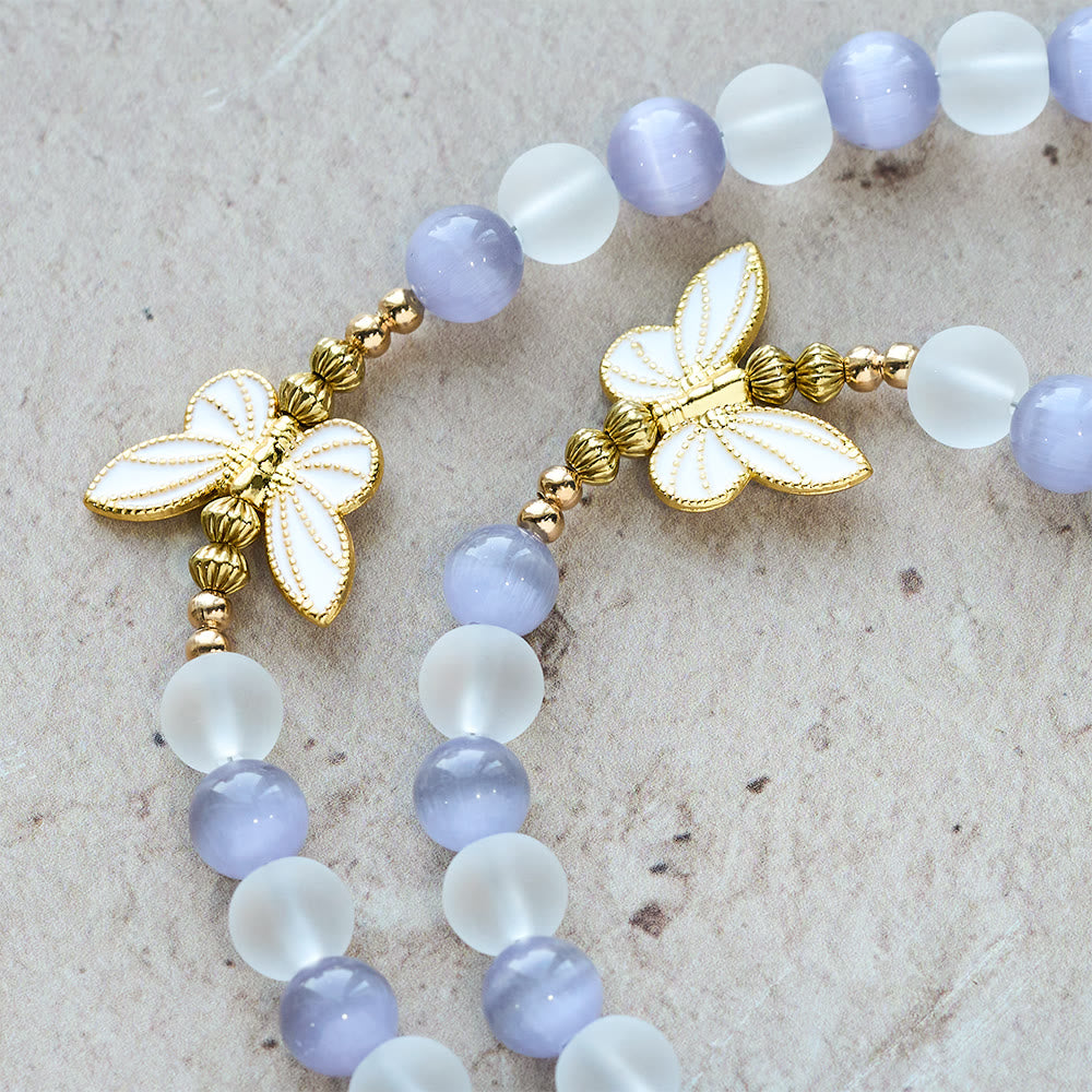 FREE Today: Purple Cat's Eye & Matte Glass Butterfly Blessed Rosary: Embody Sacred Love and Grace