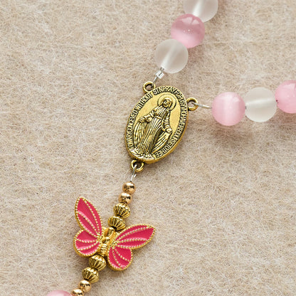 FREE Today: Purple Cat's Eye & Matte Glass Butterfly Blessed Rosary: Embody Sacred Love and Grace