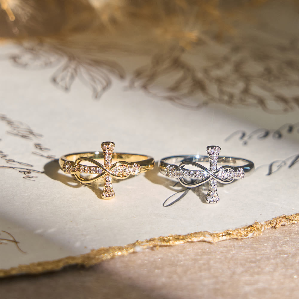 FREE Today: Golden/Silver Mobius Cross Ring: Carry His Grace in Daily Wear