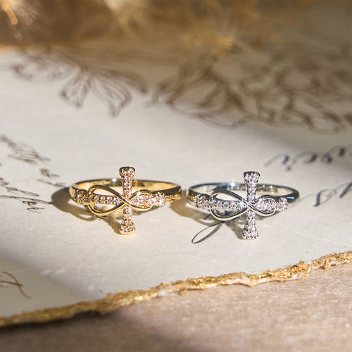 FREE Today: Golden/Silver Mobius Cross Ring: Carry His Grace in Daily Wear