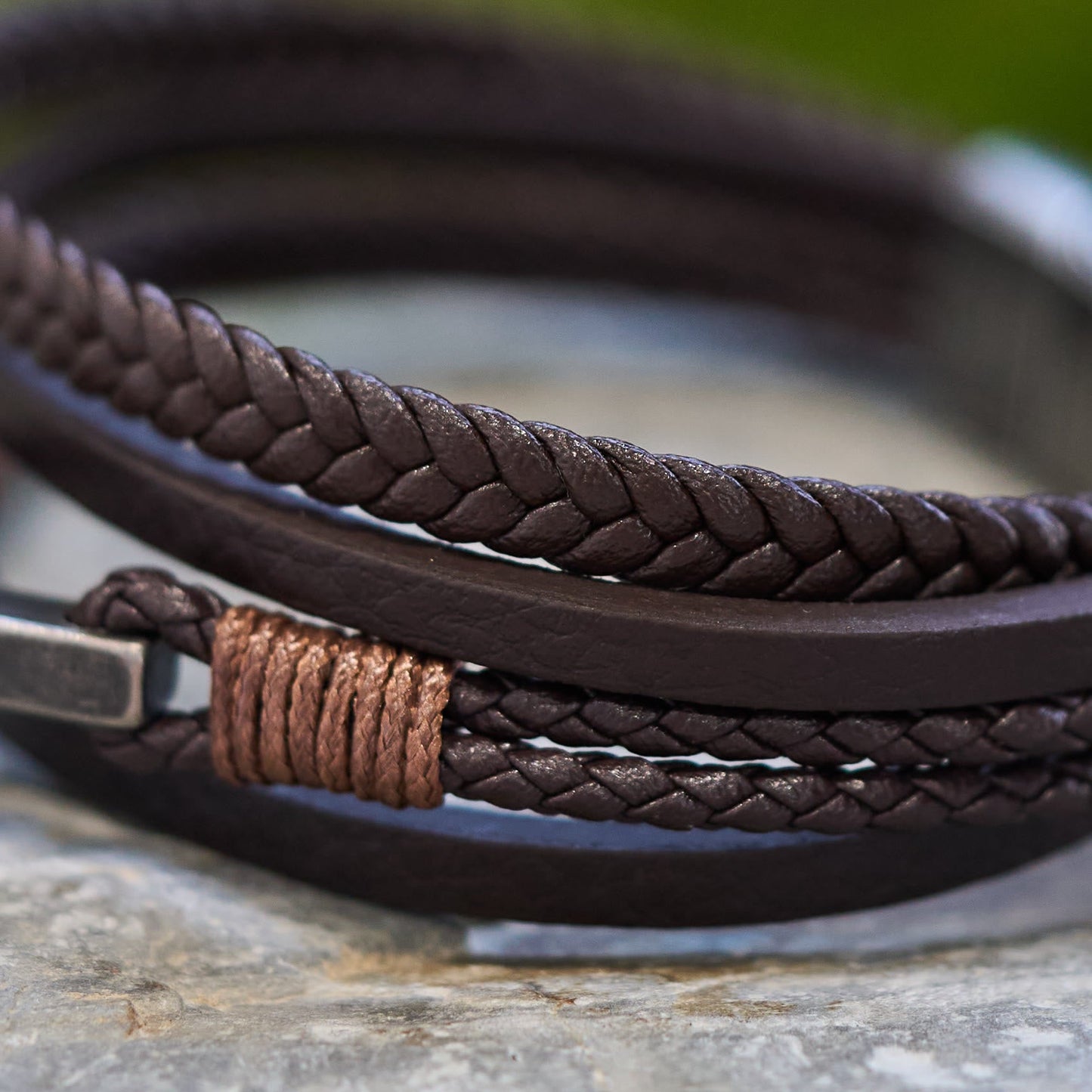 FREE Today: Tri - Color Stainless Steel Cross & Braided Leather Fashion Bracelet
