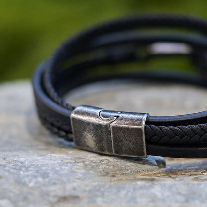 FREE Today: Tri - Color Stainless Steel Cross & Braided Leather Fashion Bracelet