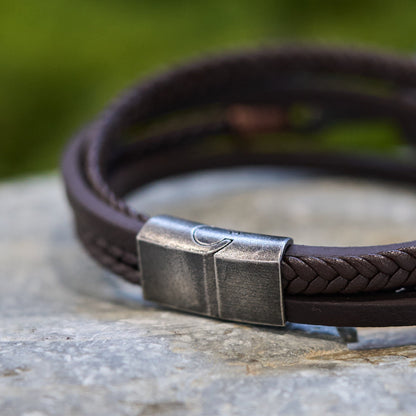 FREE Today: Tri - Color Stainless Steel Cross & Braided Leather Fashion Bracelet