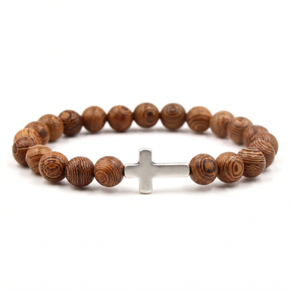 Earth Wood Cross Bracelet - 30% OFF