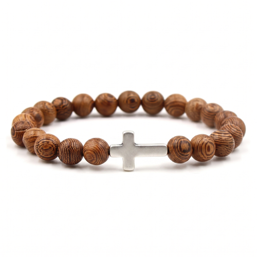 Earth Wood Cross Bracelet
