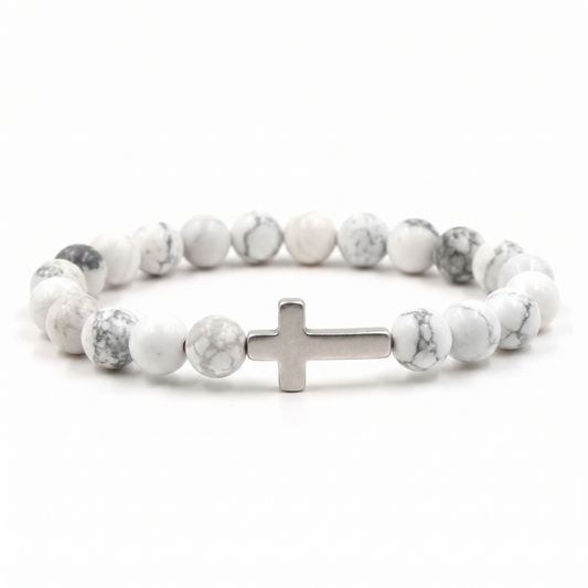 Cloudy White Cross Bracelet