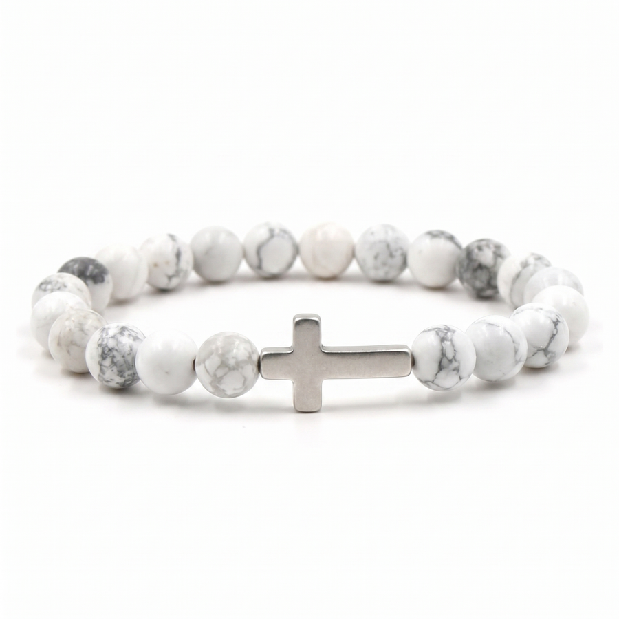 Cloudy White Cross Bracelet