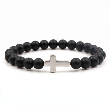 Onyx Black Cross Bracelet - 30% OFF