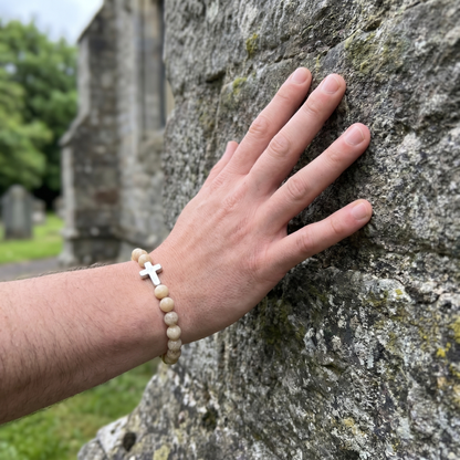 Free Today : Bone Beige Cross Bracelet