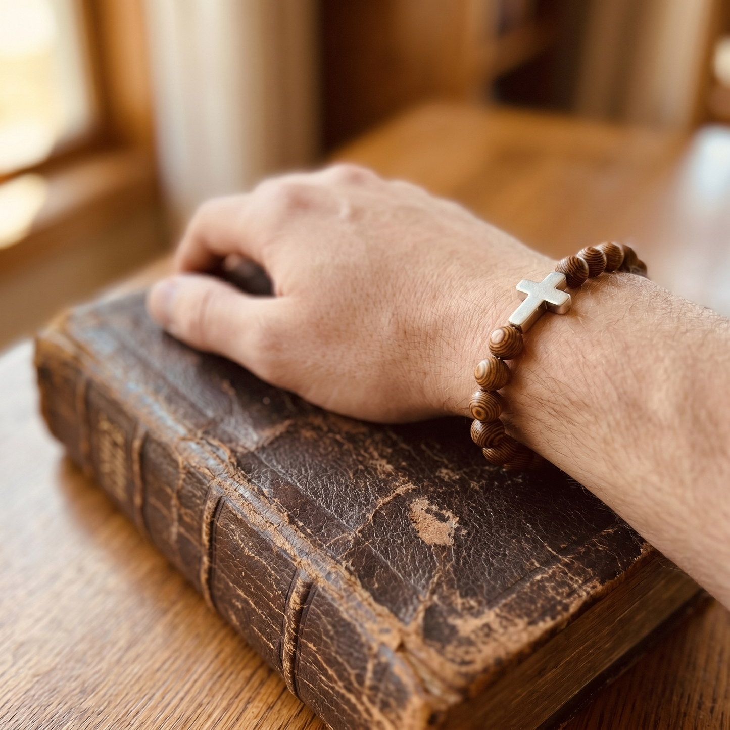 Earth Wood Cross Bracelet - 30% OFF