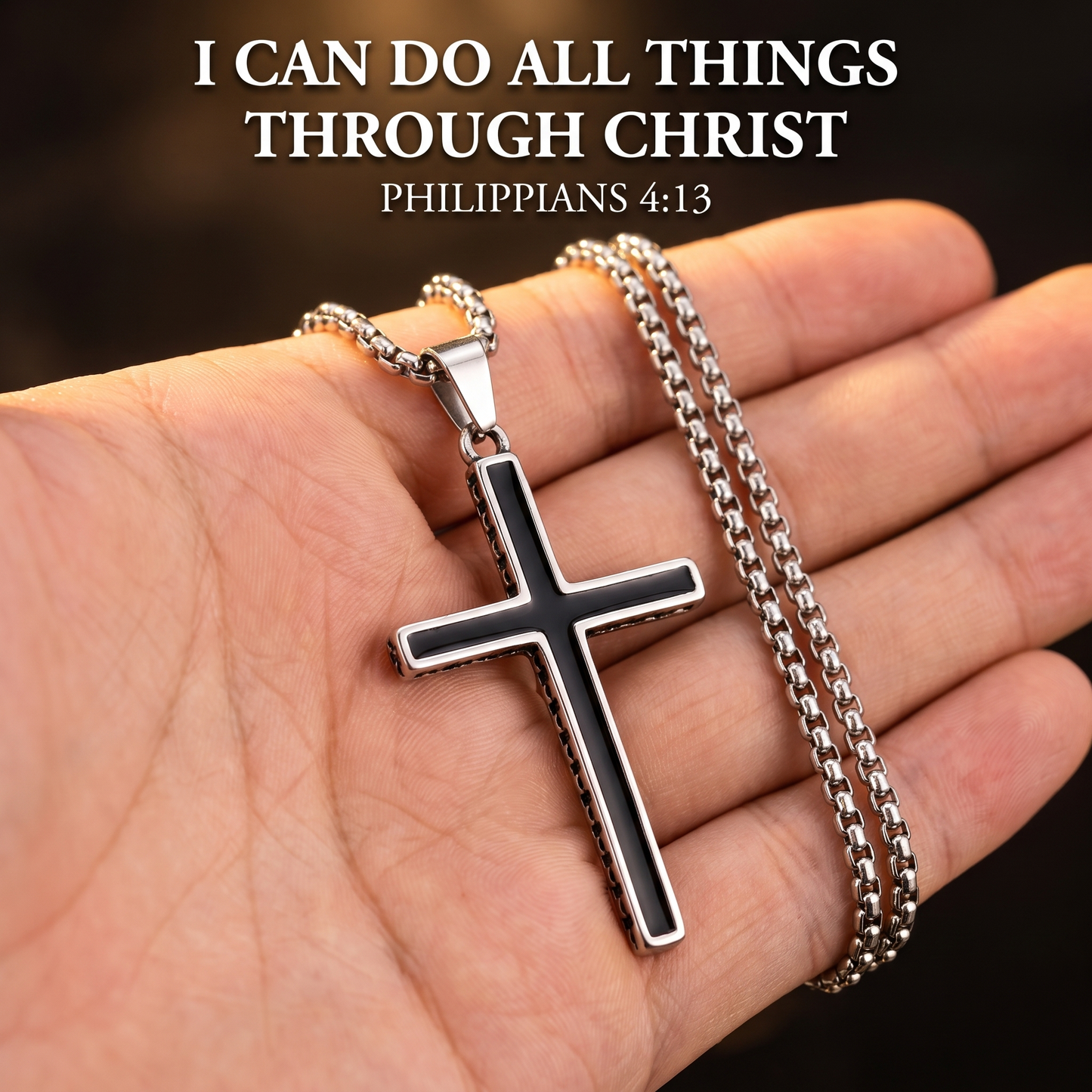 Onyx Cross Necklace