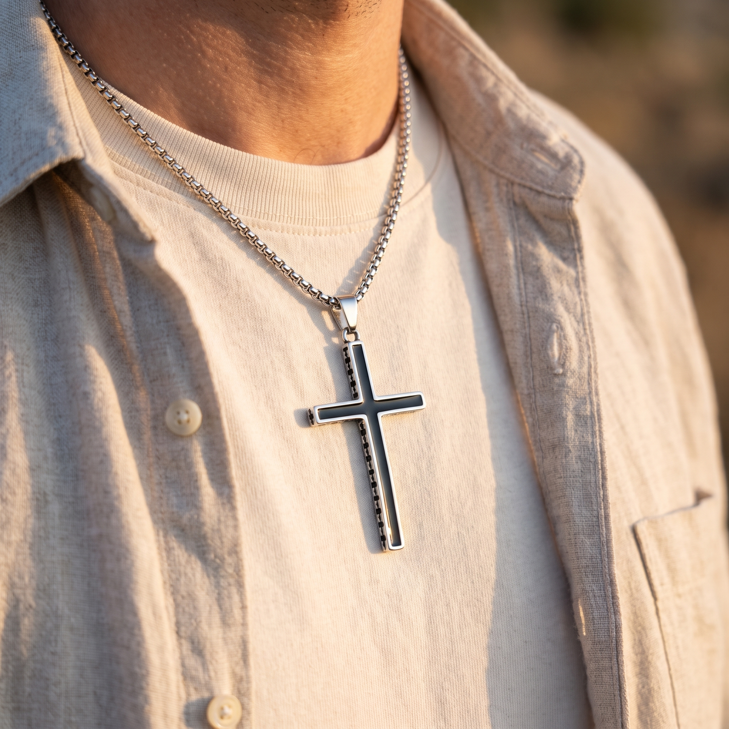 Onyx Cross Necklace