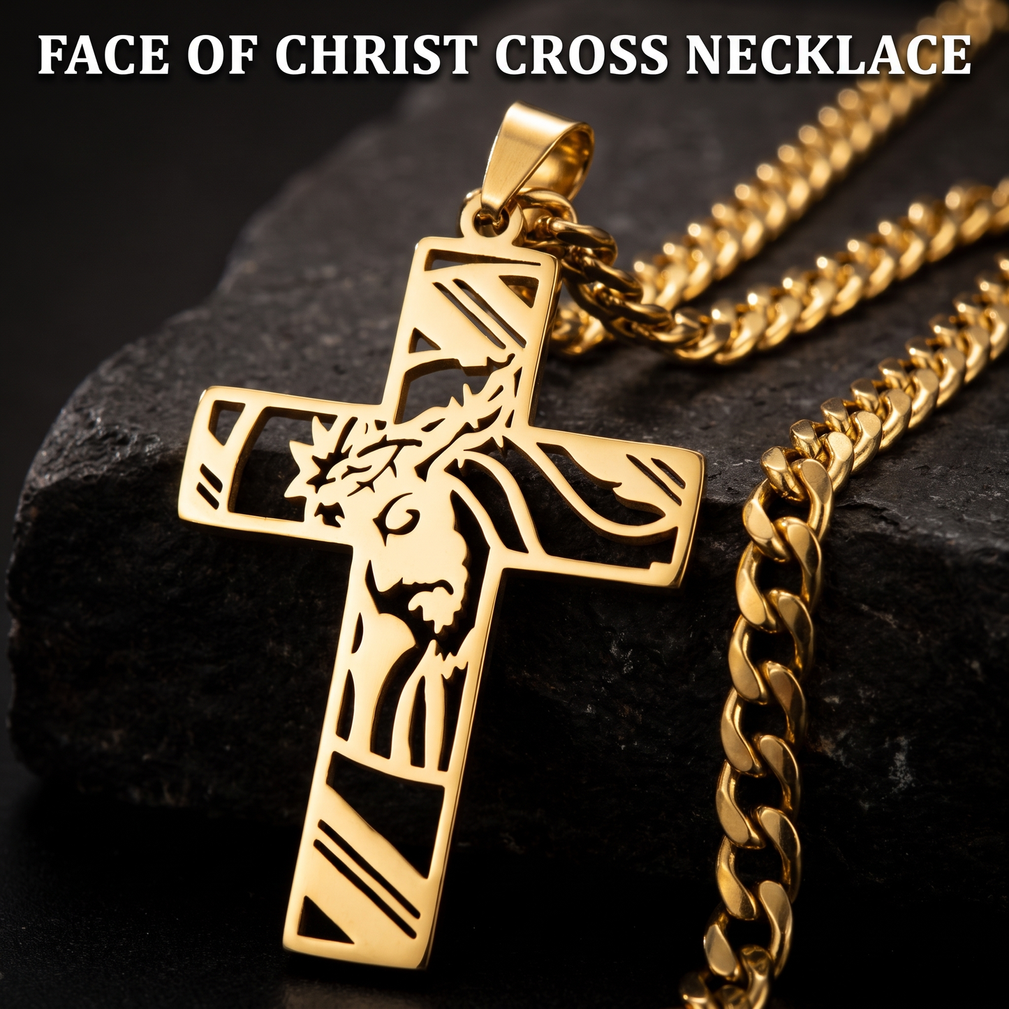 Face Of Christ Cross Necklace
