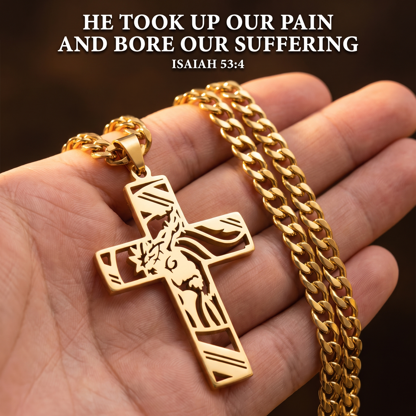 Face Of Christ Cross Necklace