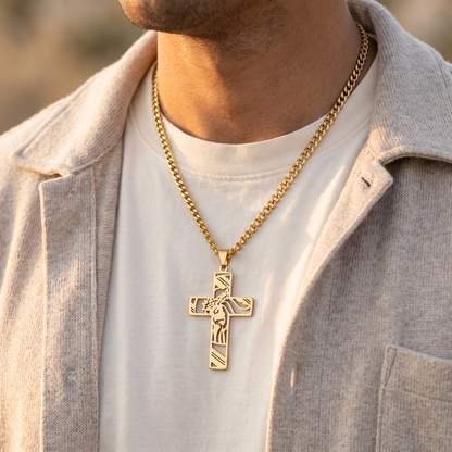 Face Of Christ Cross Necklace